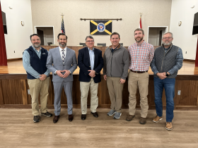 Pictured from left to right: Brent McCarver, City Planner for Jasper; Mayor Josh Gates; Wallace McAdory, ALDOT West Central Region Engineer; Senator Matt Woods, District 5; Nick Taylor, ALDOT Local Transportation Engineer; and Stefan Graeber, Site and Civil Design Director with Sain Associates