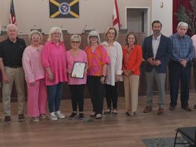 Council, Mayor, and Walker County Hands of Hope pose for Breast Cancer Awareness Month