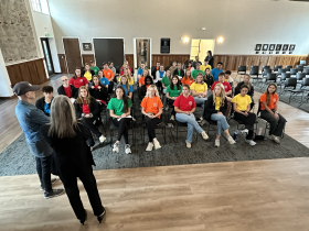Youth Leadership Walker County students in council chambers. Kathy Chambless and Linda Lewis look on in front
