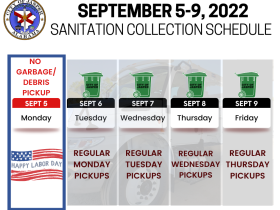 Labor Day 22 Trash Schedule