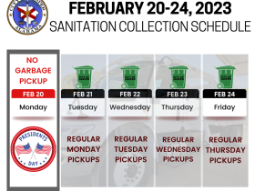 Presidents Day 2023 pickup schedule