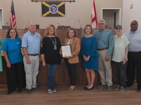 council and supporters stand with GYN Cancer Awareness Proclamation