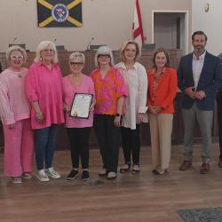 Council, Mayor, and Walker County Hands of Hope pose for Breast Cancer Awareness Month