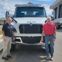 New BBT Truck in front of City Hall with Asst. Street Superintendent Billy Wade and Mayor Gary Cowen in front