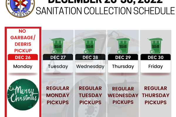 Christmas sanitation pickup schedule