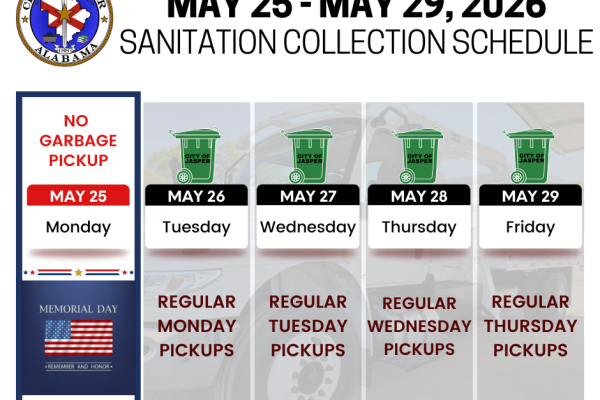 Memorial Day Week Sanitation pickup schedule