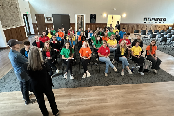 Youth Leadership Walker County students in council chambers. Kathy Chambless and Linda Lewis look on in front