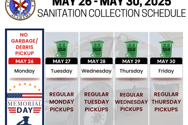 Memorial Day Week Sanitation pickup schedule
