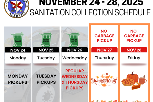 thanksgiving week garbage pickup calendar. All pickups the same except Thursday pickups will be on Wednesday.