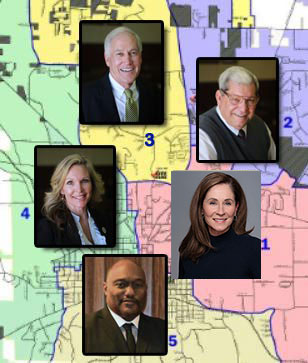 Jasper City Council district map with council photos