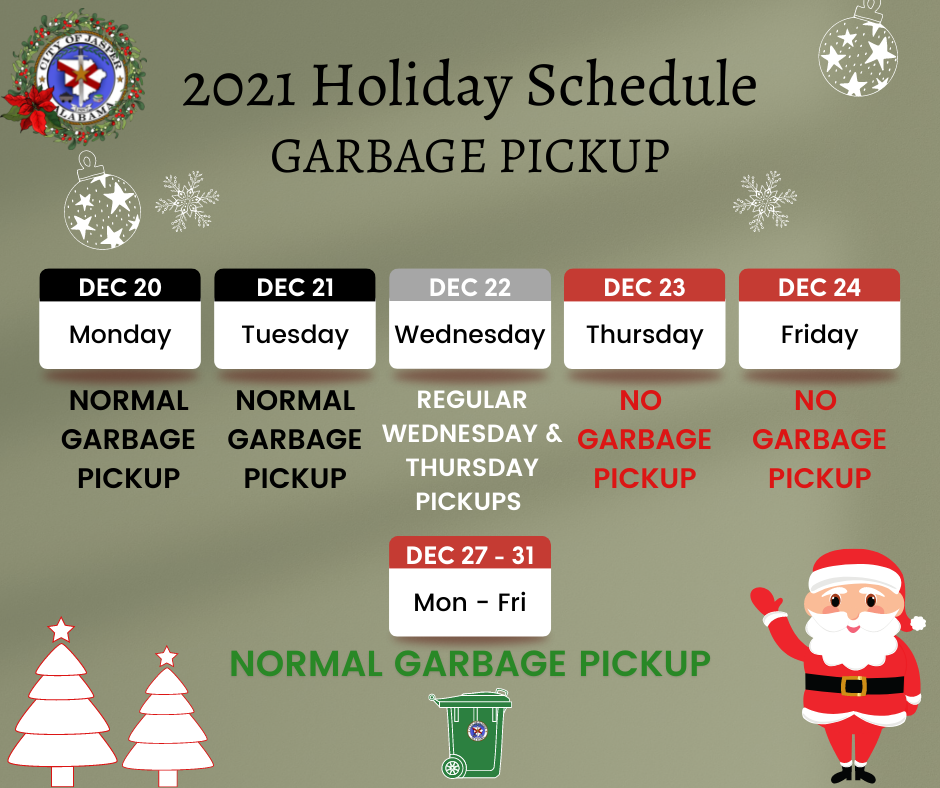 Garbage Christmas Week & New Years Week Schedule