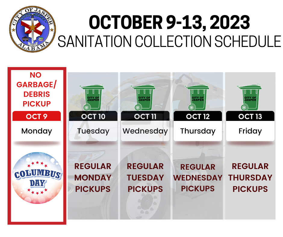 Columbus Day Week Trash Schedule