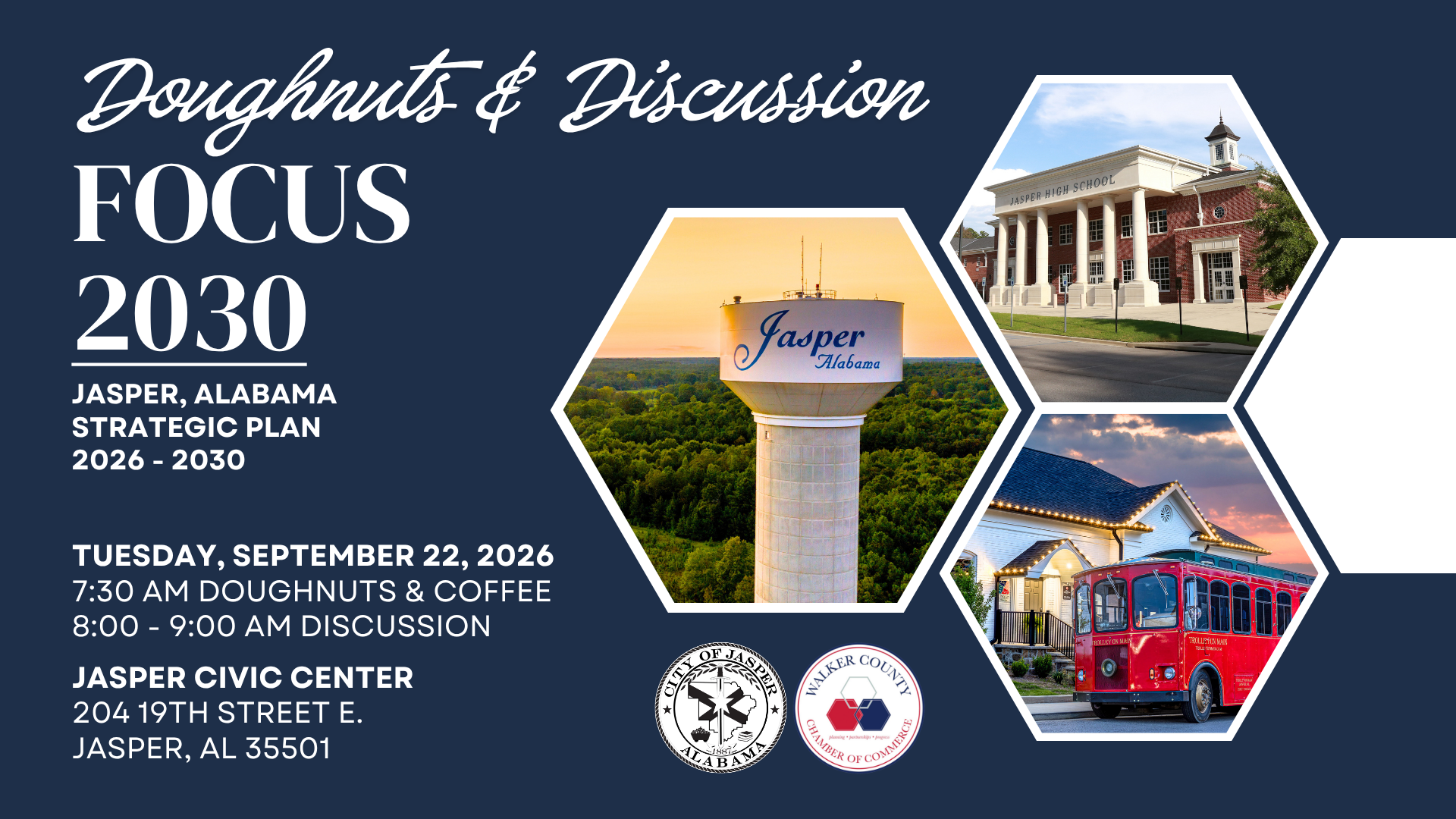 Doughnuts & Discussion: Focus 2030 graphic