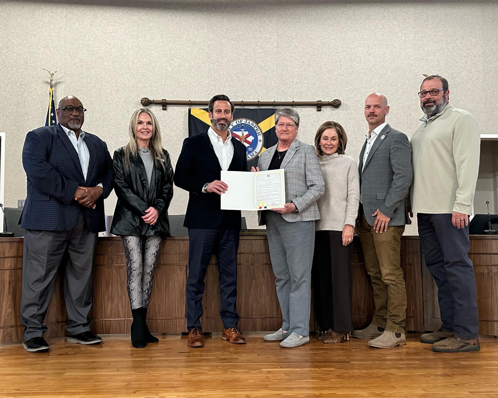 Donna Kilgore with city council and mayor 