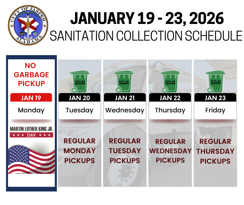 MLK week schedule: pickups delayed one day; none on Monday