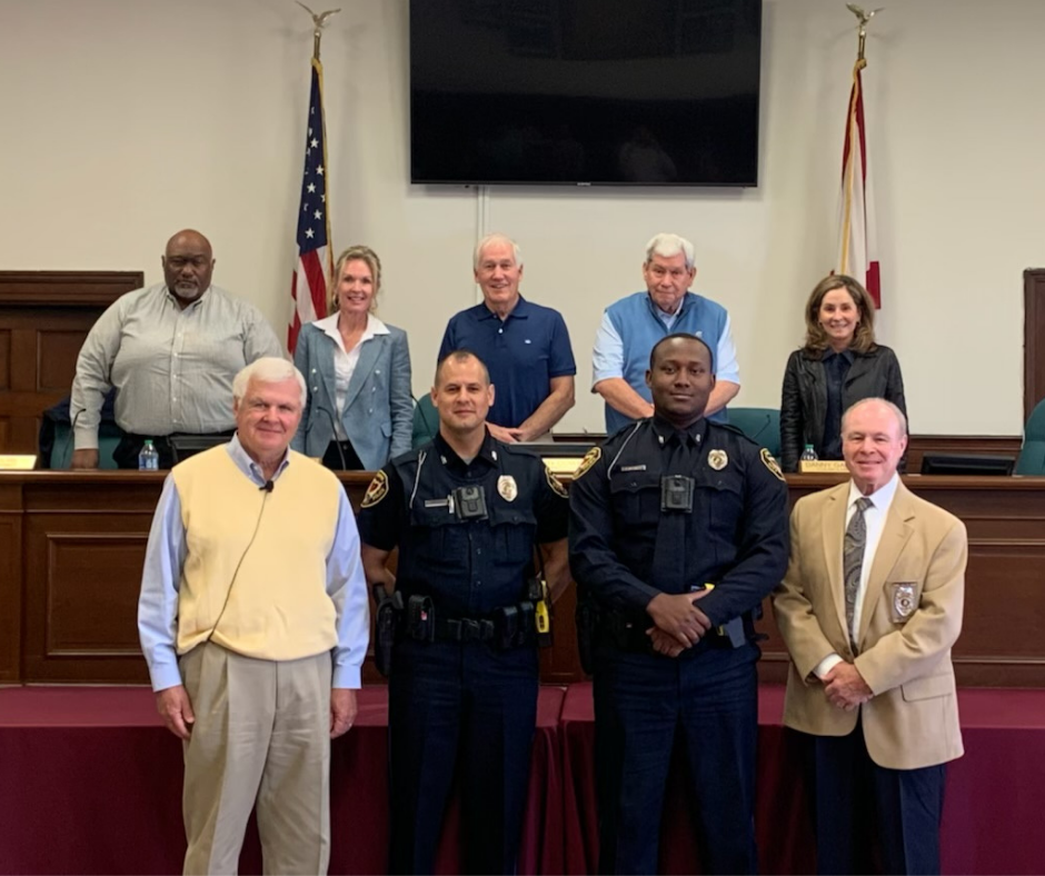 Police Officers with Mayor and Council