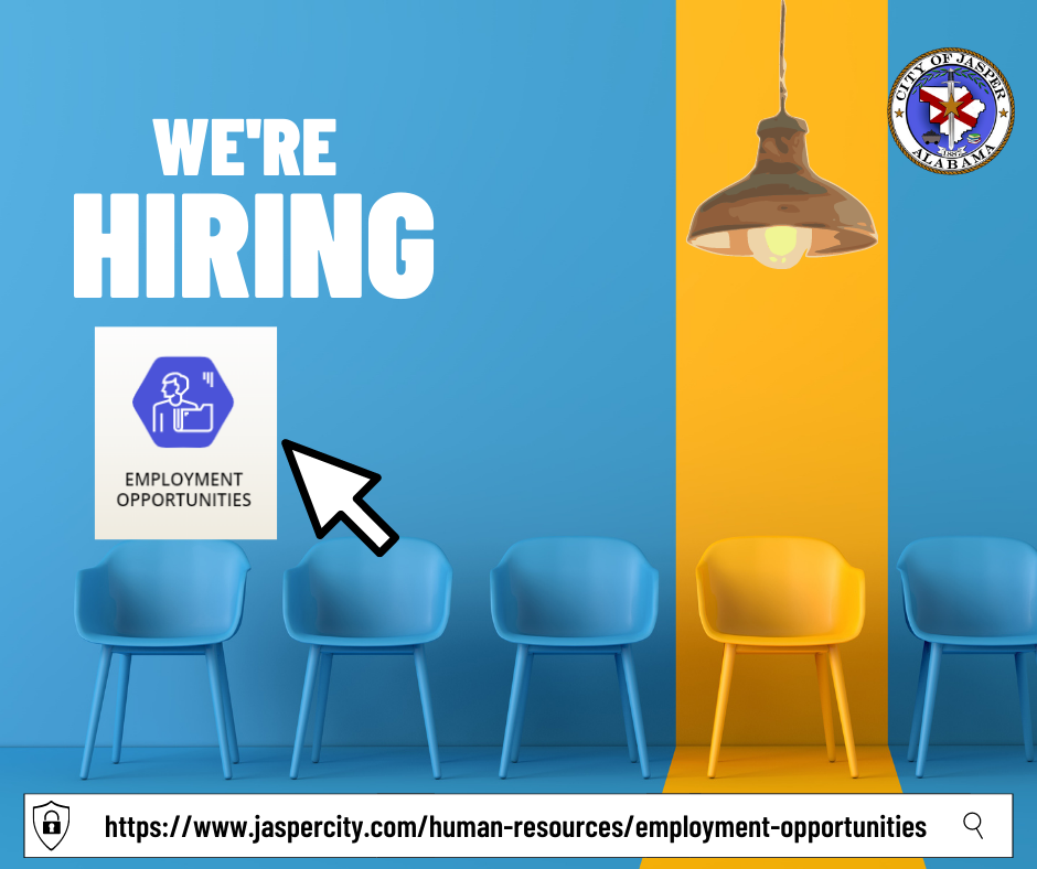 We're Hiring - blue and yellow chairs