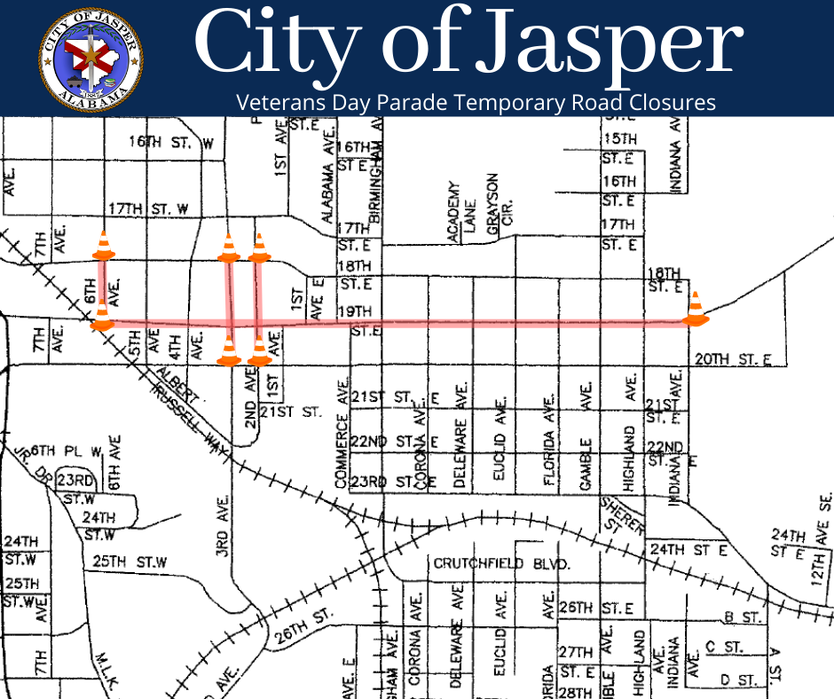 veterans day parade street closures map