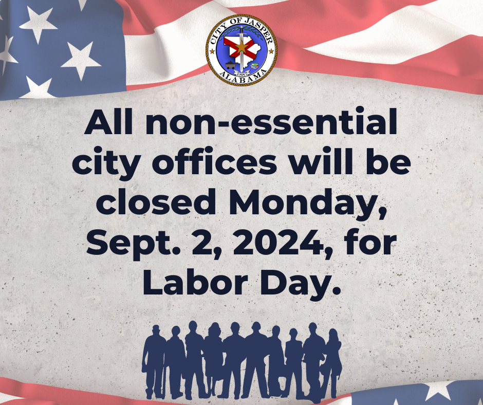 Graphic saying all non-essential city offices closed Sept. 2, 2024, for Labor Day