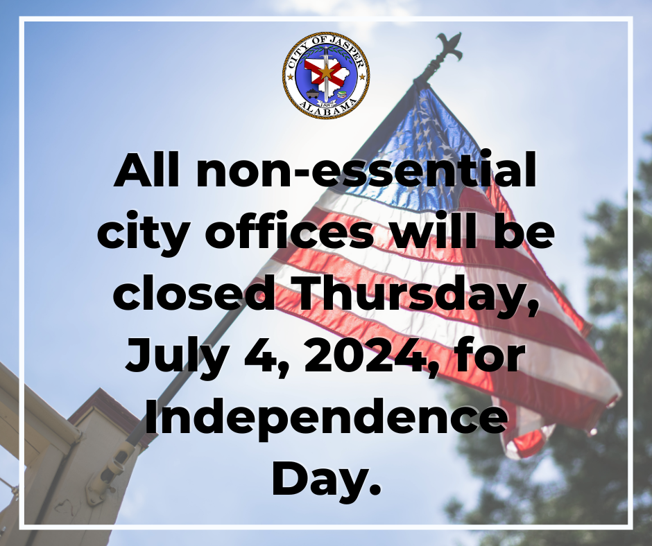 Graphic: all non-essential city offices closed July 4, 2024, for independence day